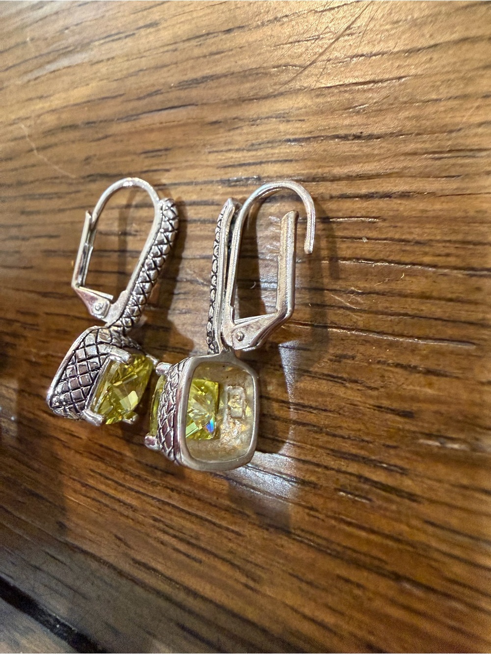 Source Unknown Silver Drop Earrings with Yellow Cushion Stones - Picture 8 of 8